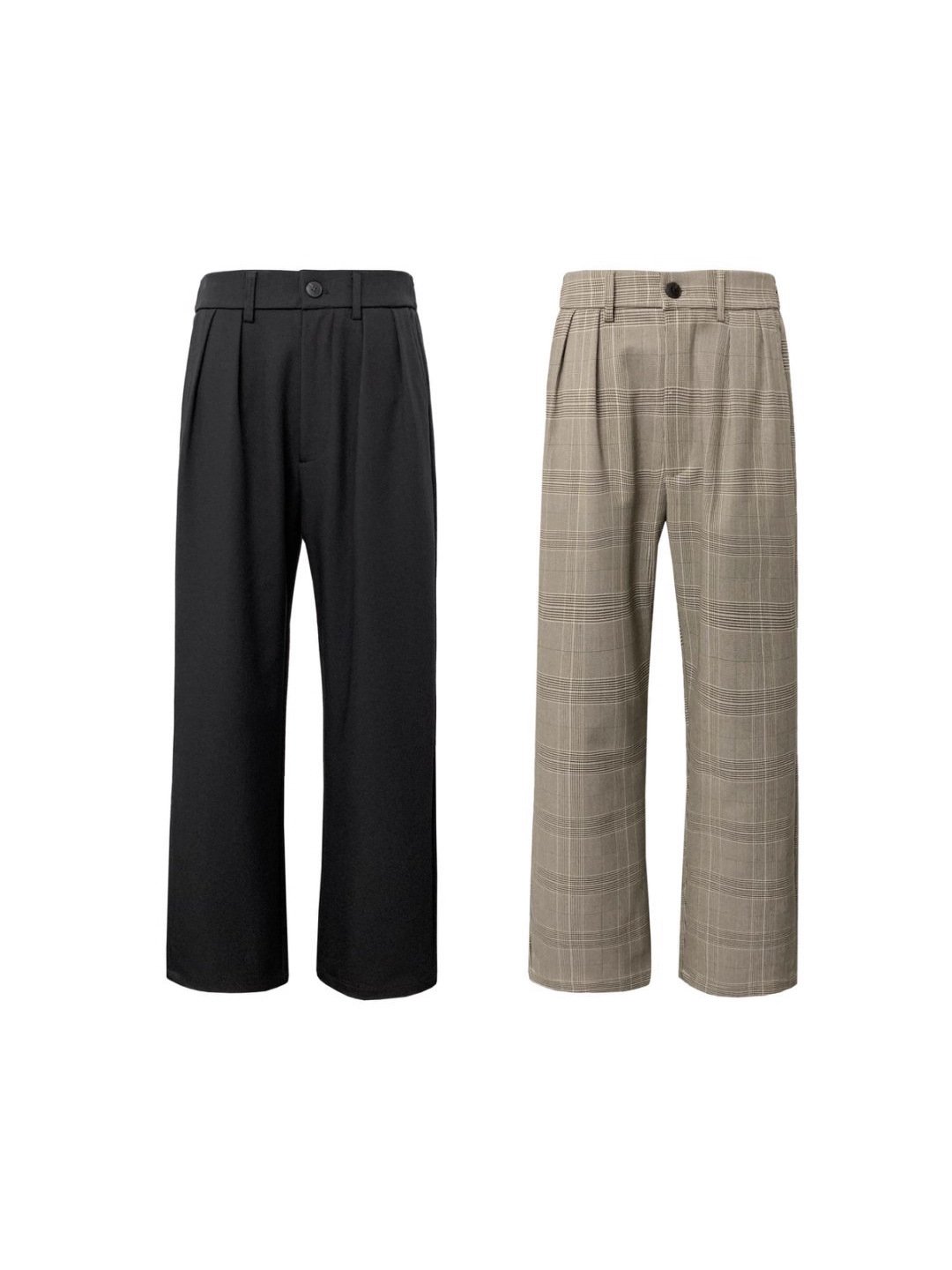 Houndstooth casual pleated trousers