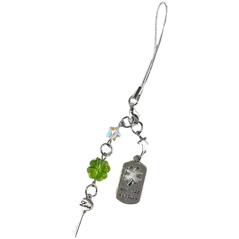 Lucky Green Four-Leaf Clover Phone Charm
