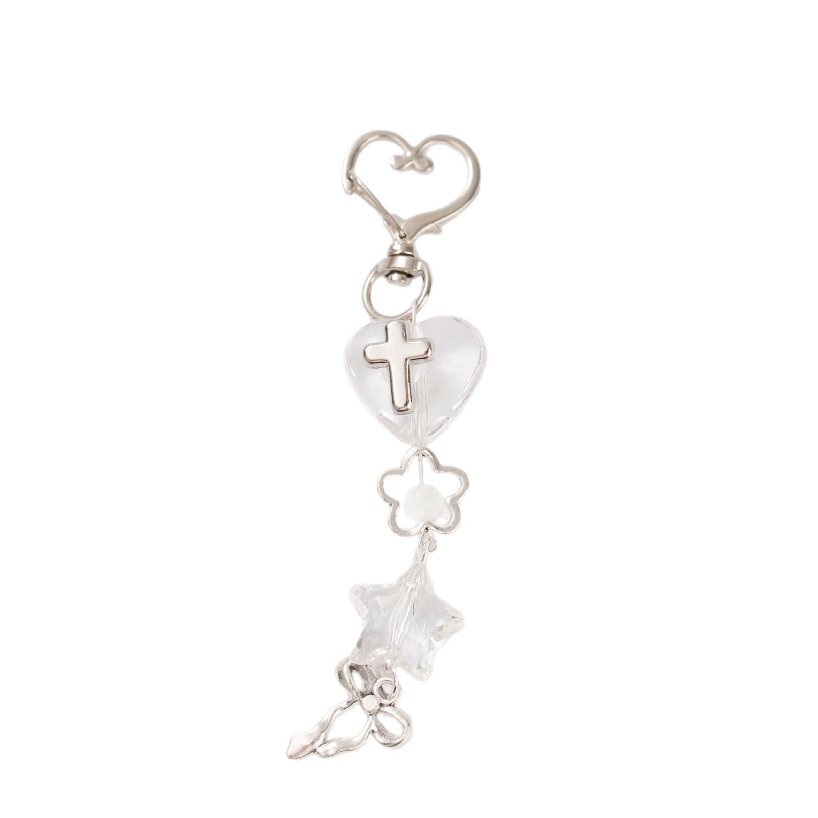 Heart-shaped cross phone charm