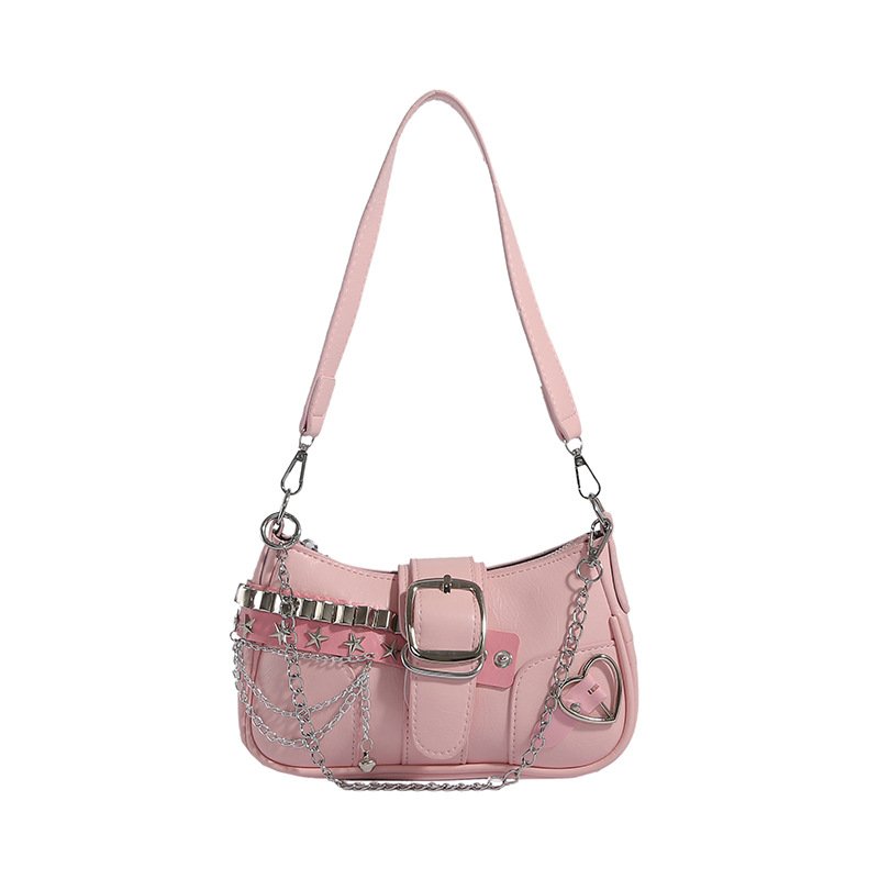 Chain-strap sweet and cool girl underarm bag